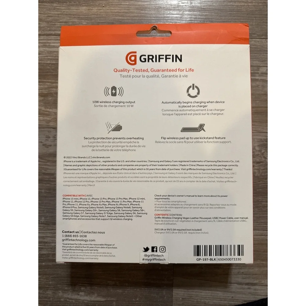 Griffin Vegan Leather Wireless Charging‎ Mousepad - NIB